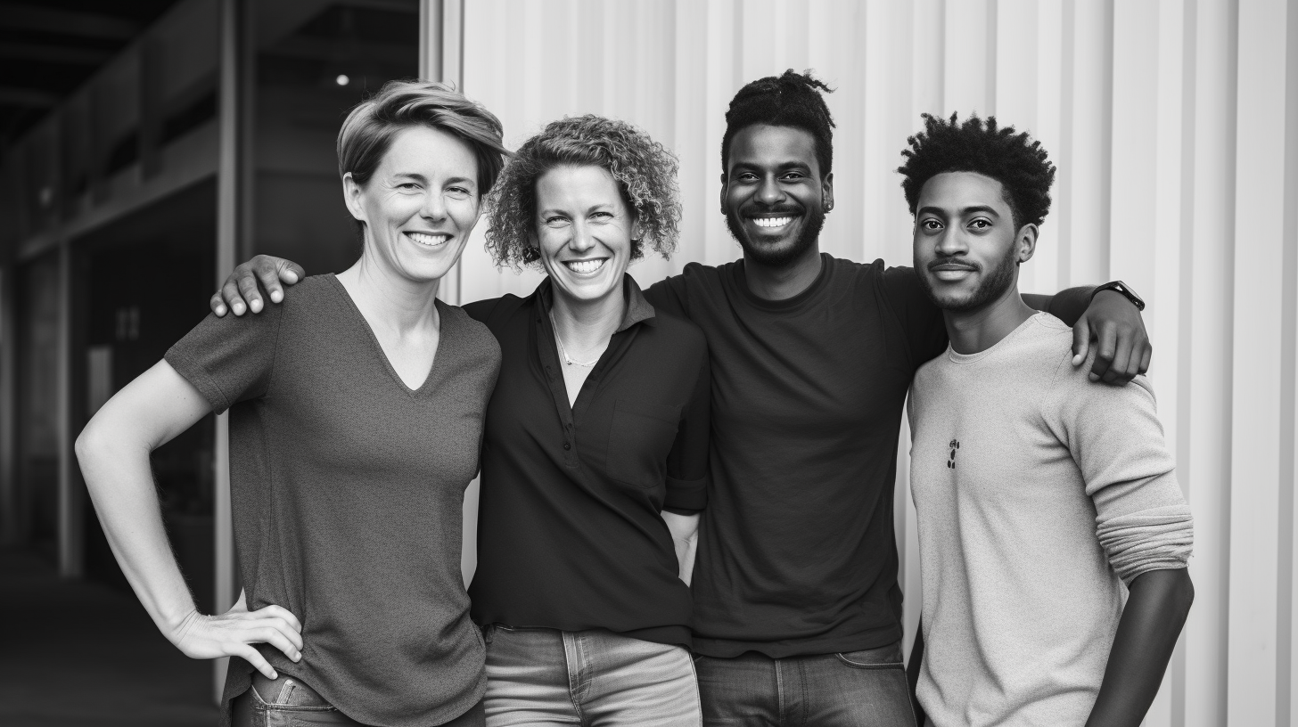 Smiling diverse startup founders team