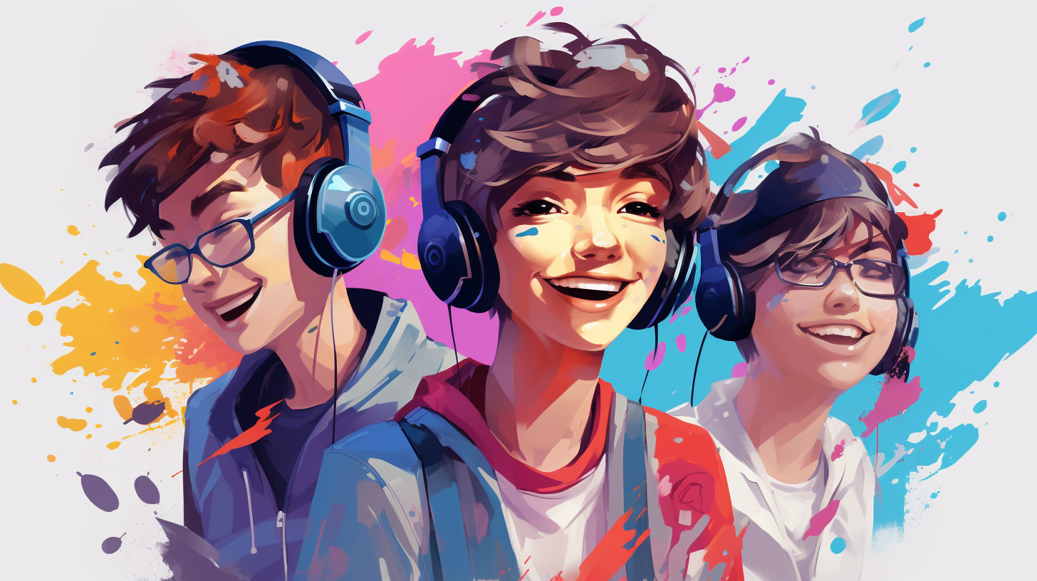 Illustration of diverse teenager gamers