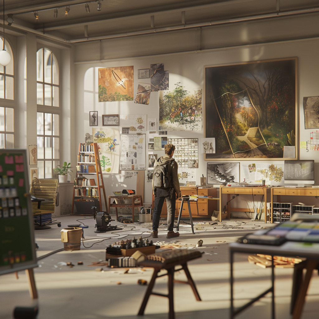 Male art workshop leader