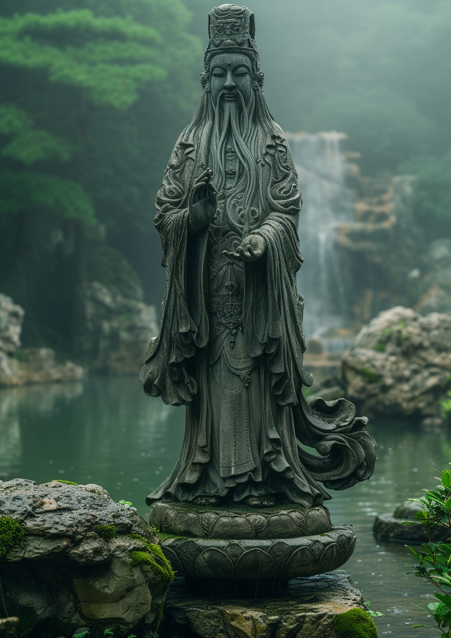 Divine Ethereal Goddess in Japanese Garden