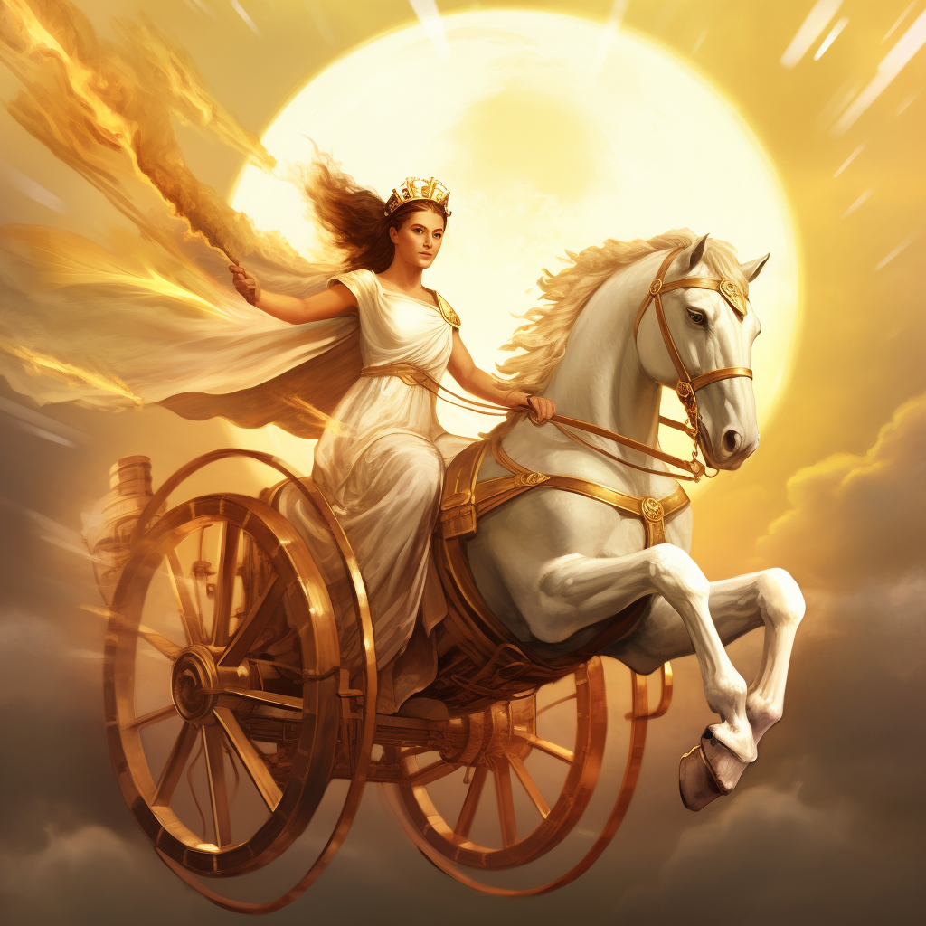 Glowing Brown Haired Woman on Chariot