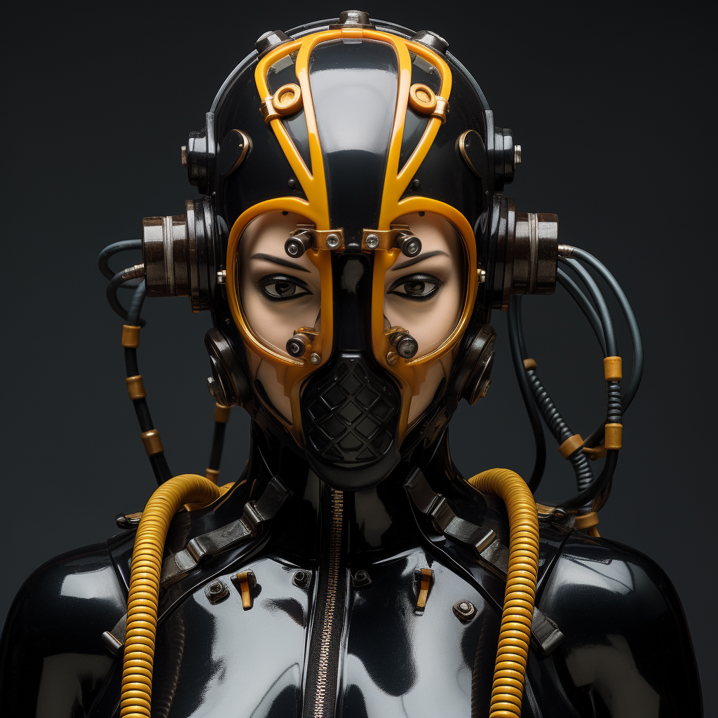 Woman in Heavy Rubber Diving Suit