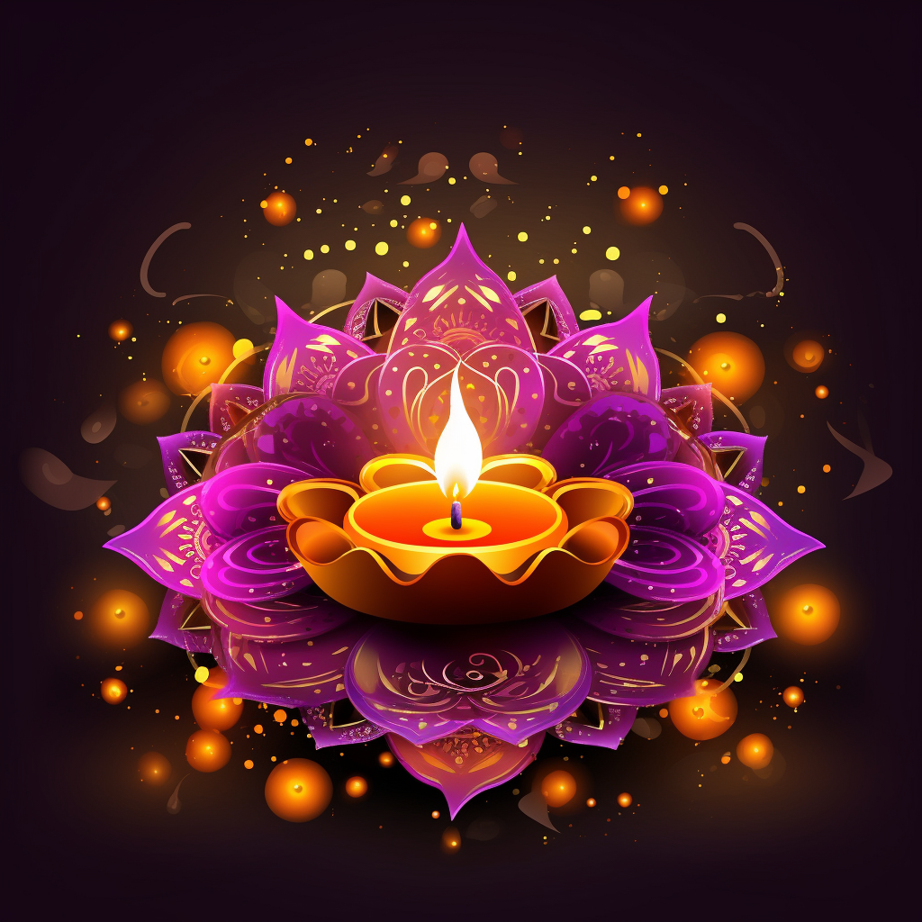 Diwali Greeting in Mouve Color