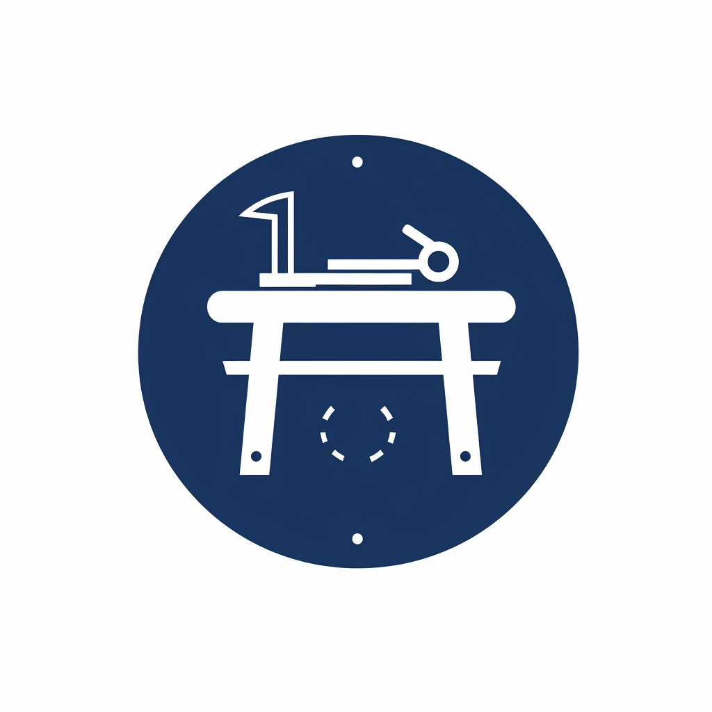 Dark blue DIY workbench logo on white background