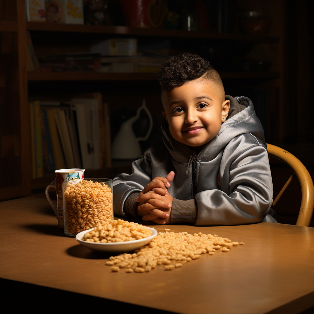 DJ Khaled as a young boy eating cereal