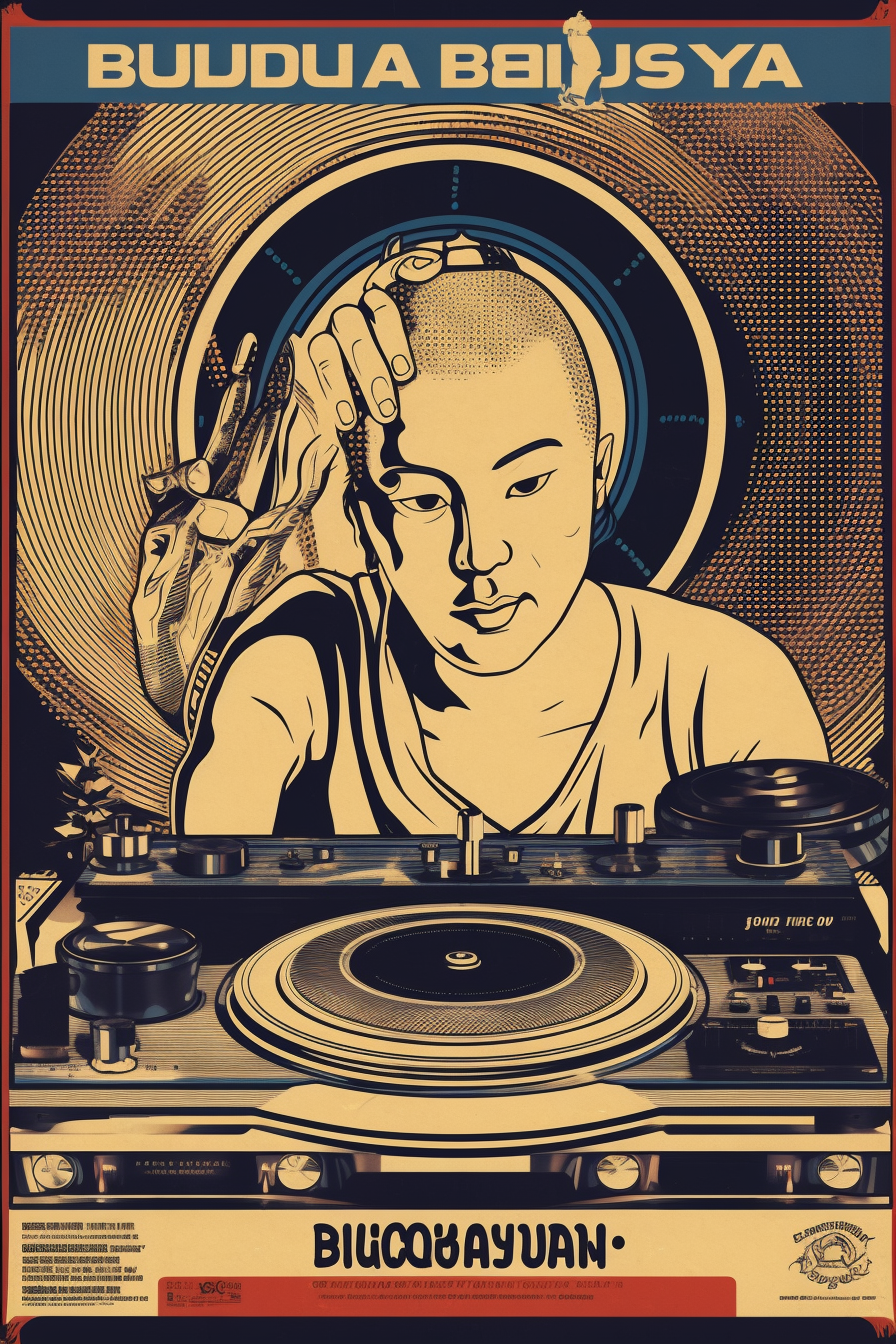 Modern DJing Buddha poster