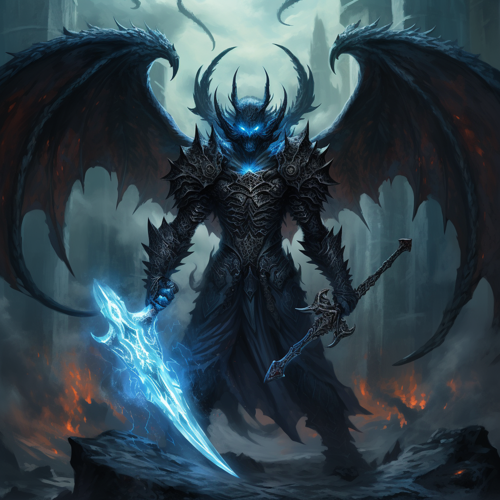 Archdevil with Blue Fire and Demonic Sword