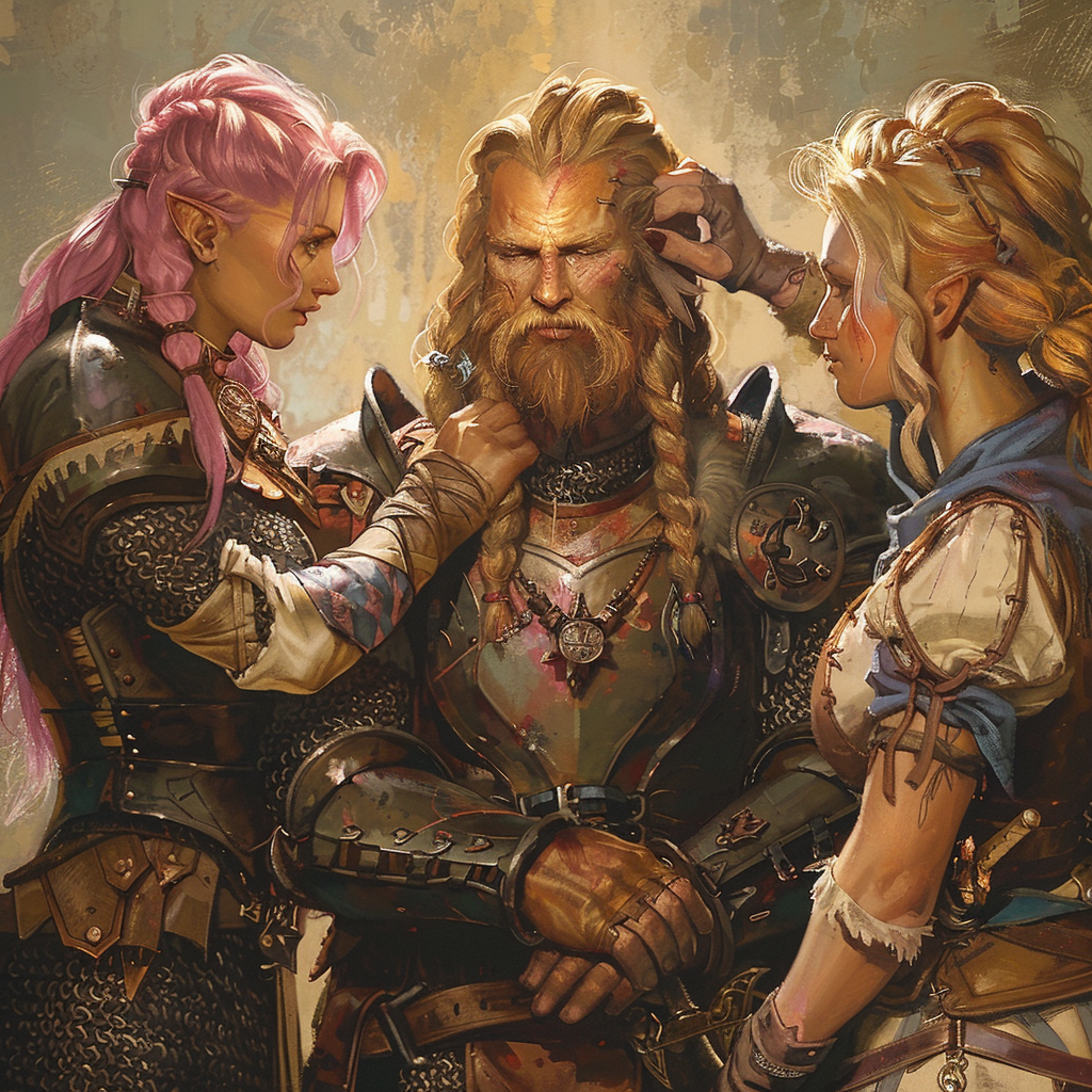 Bugbear hair braiding knights fantasy