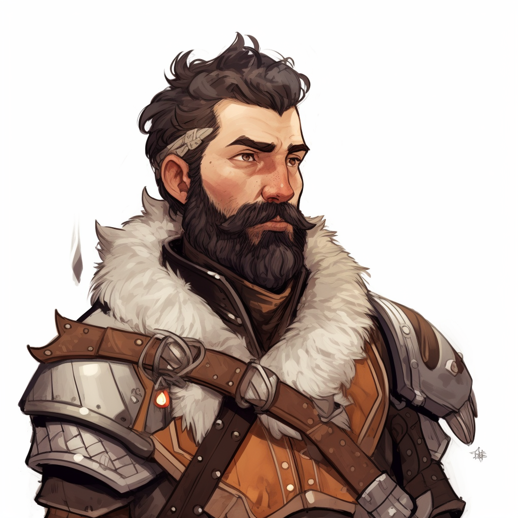 DND Character in Leather Armor with White Trim