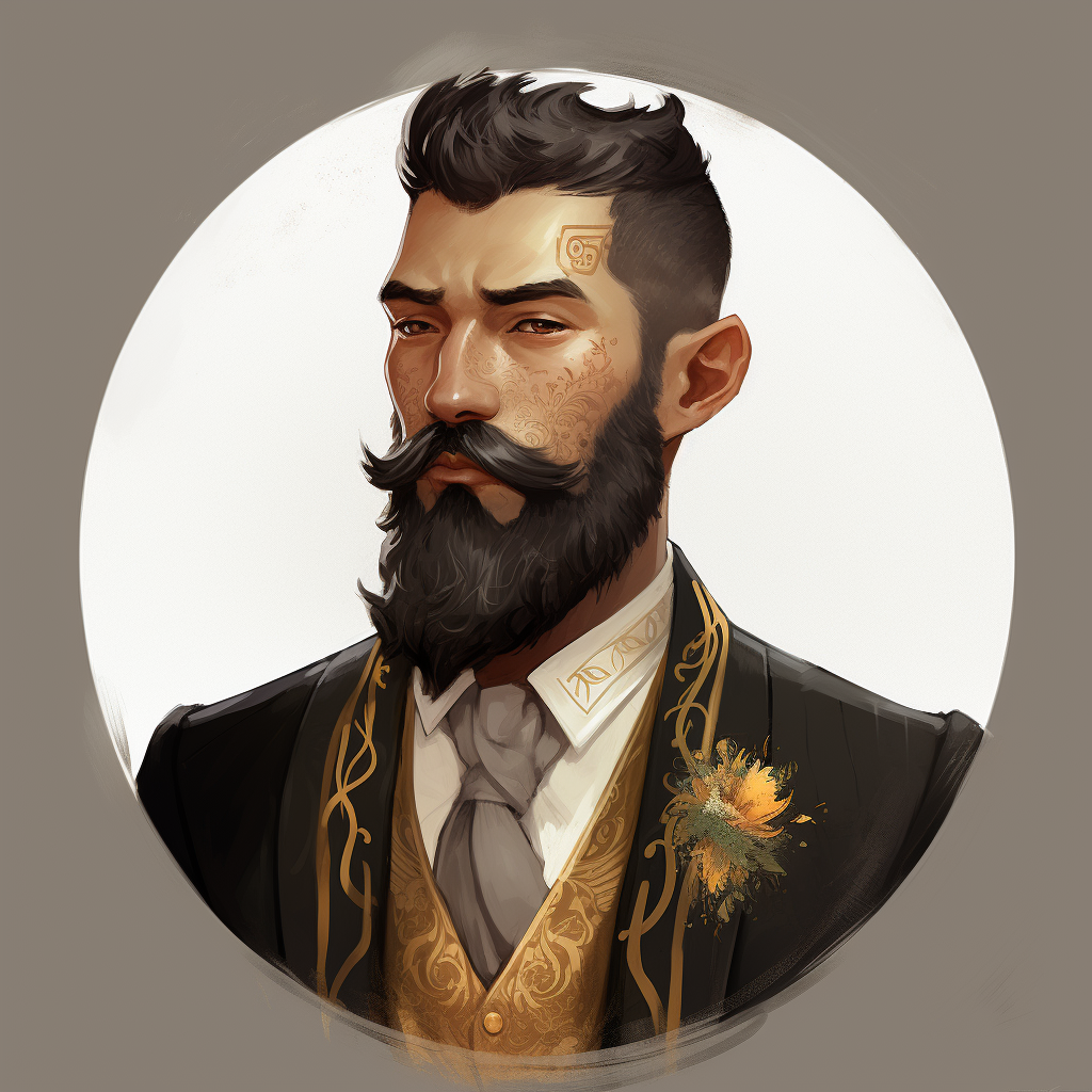 DND Character in Black Tweed Suit with Gold Trim