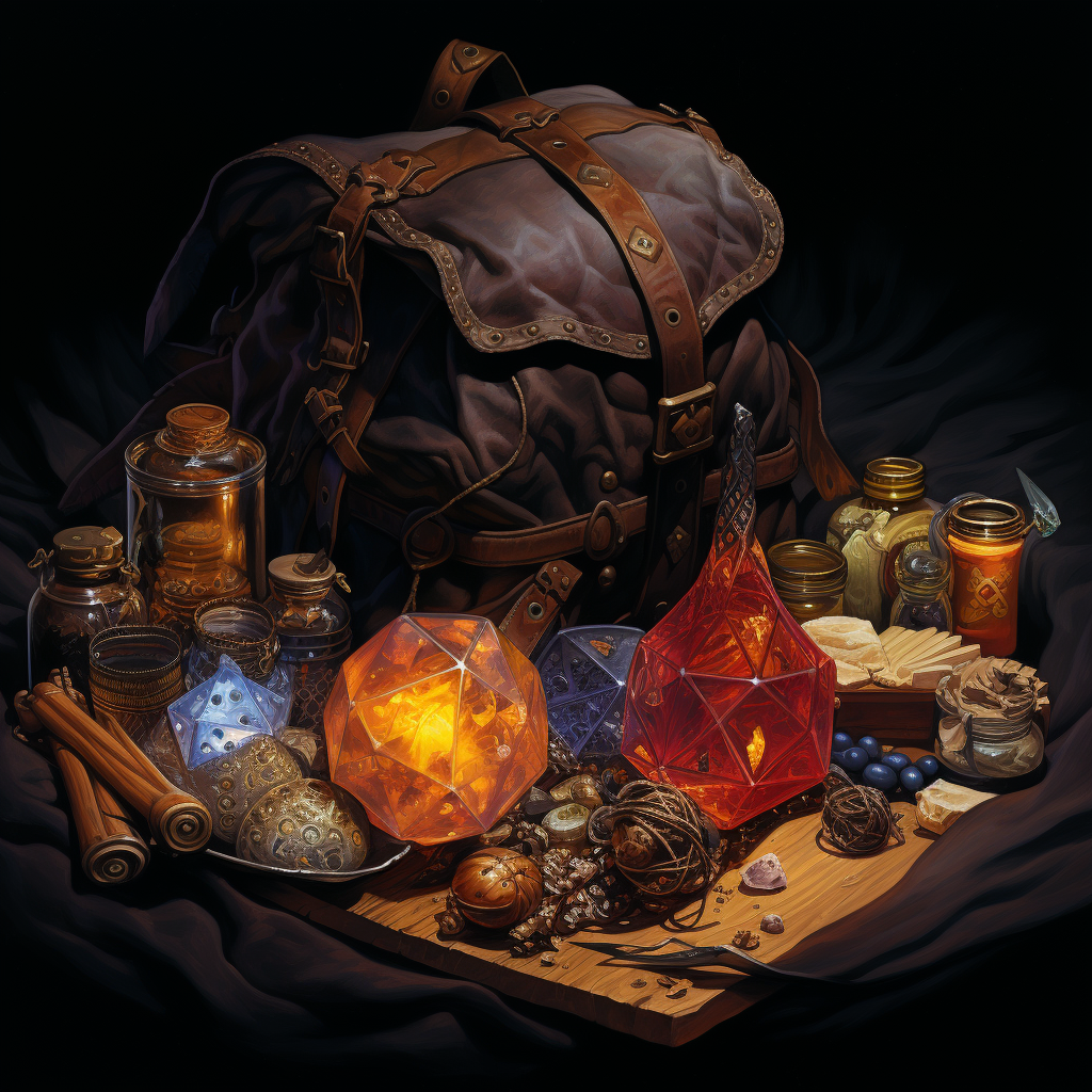 Delightful D&D loot bag with beautiful small objects