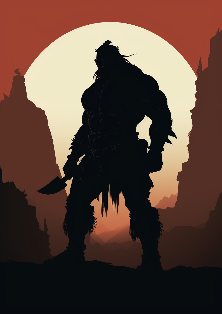 DND Orc Barbarian Silhouette Cartoon