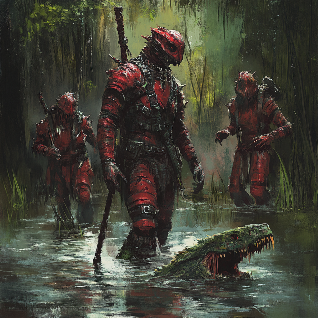 Red Skinned Humanoid in Swamp