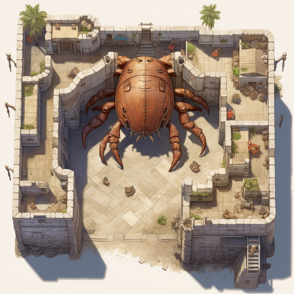 Overhead view of giant crab monstrocity sprite