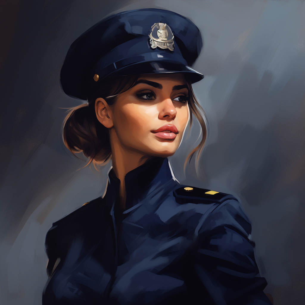 Female police officer in fantasy portrait