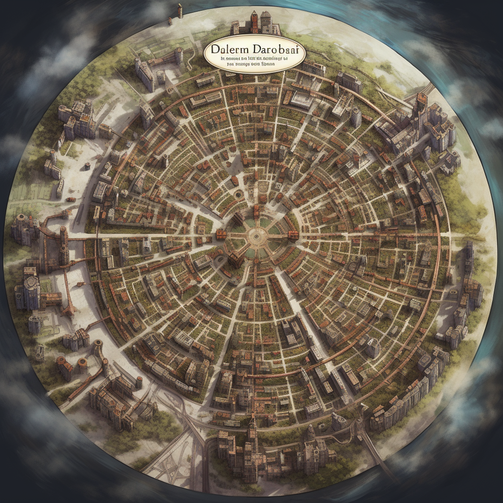 Large circular city map for DnD adventure