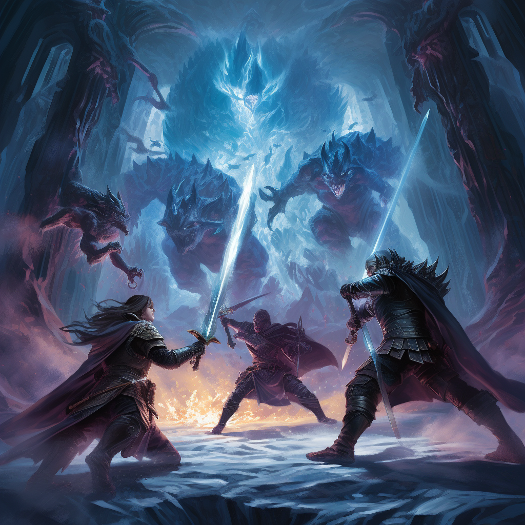 Three Adventurers Battling the Lich King