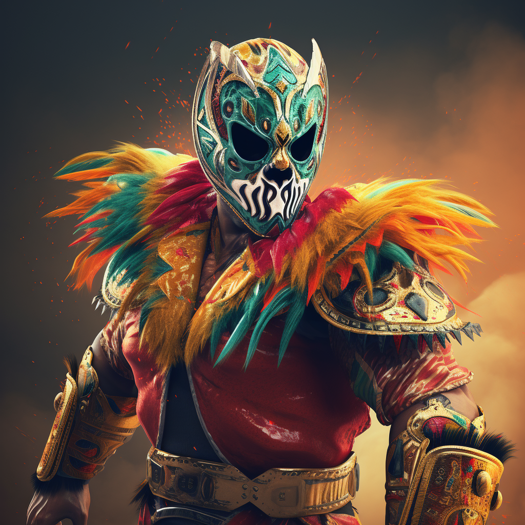 Mexican masked wrestler in D&D illustration