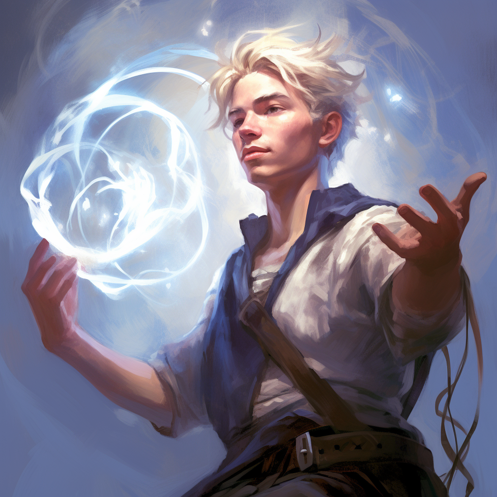 Illustration of a sorcerer with static electricity powers