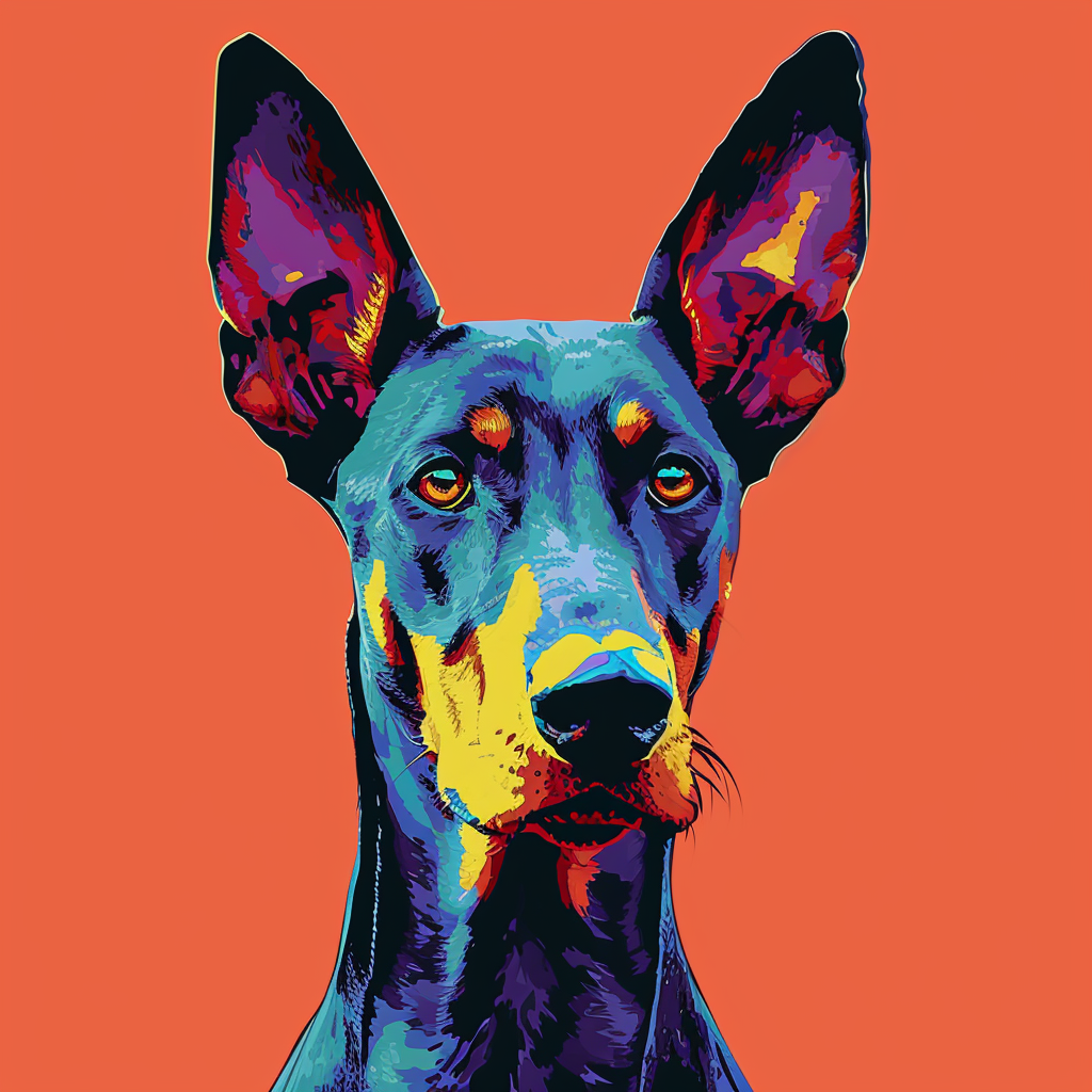 Doberman with Ears Up Pop Art