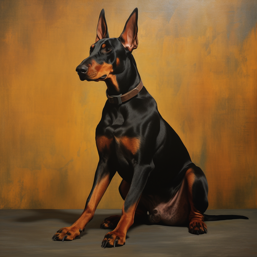 Doberman sitting facing right