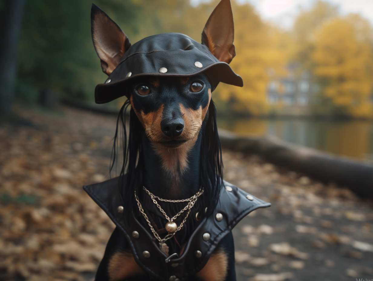 Adorable Doberman dressed as pirate