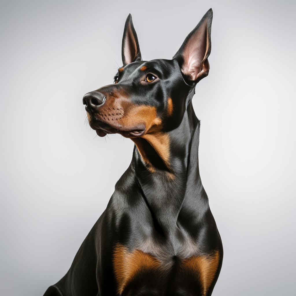 Doberman with Good Posture on Blank Background