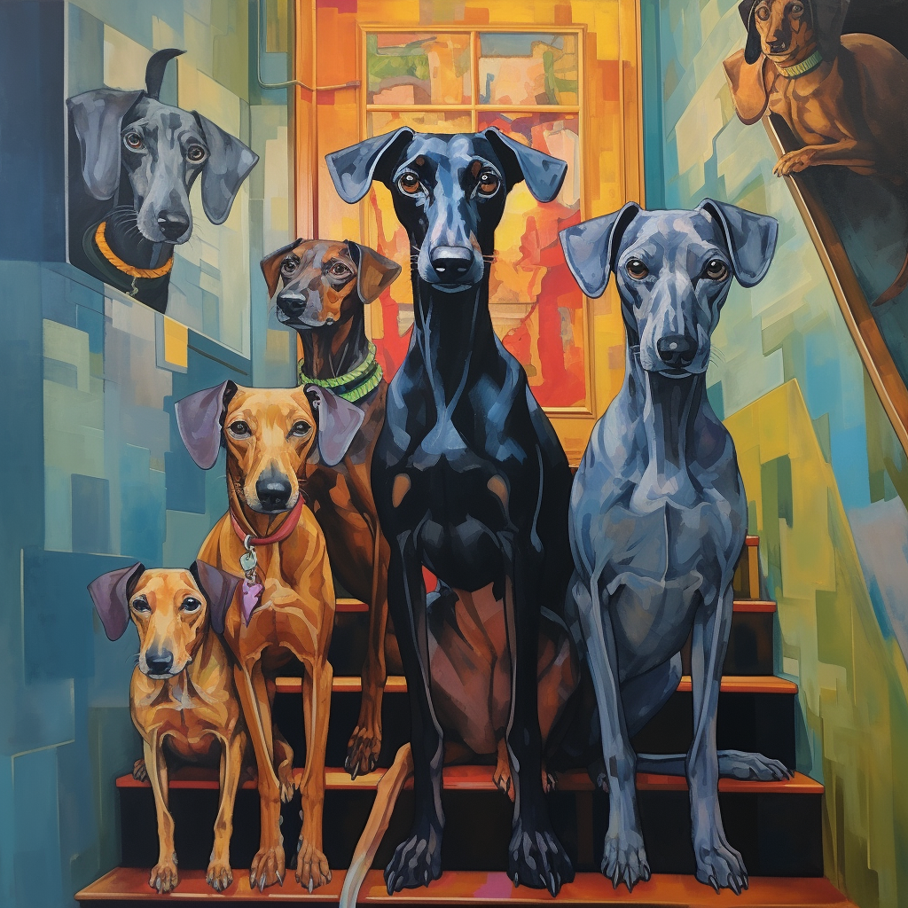 Doberman Pincher Guard Dogs Alertly Protect Home