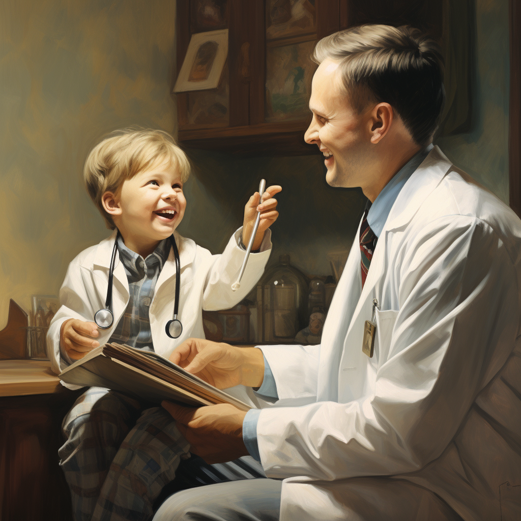 Doctor Examining Joyful Child