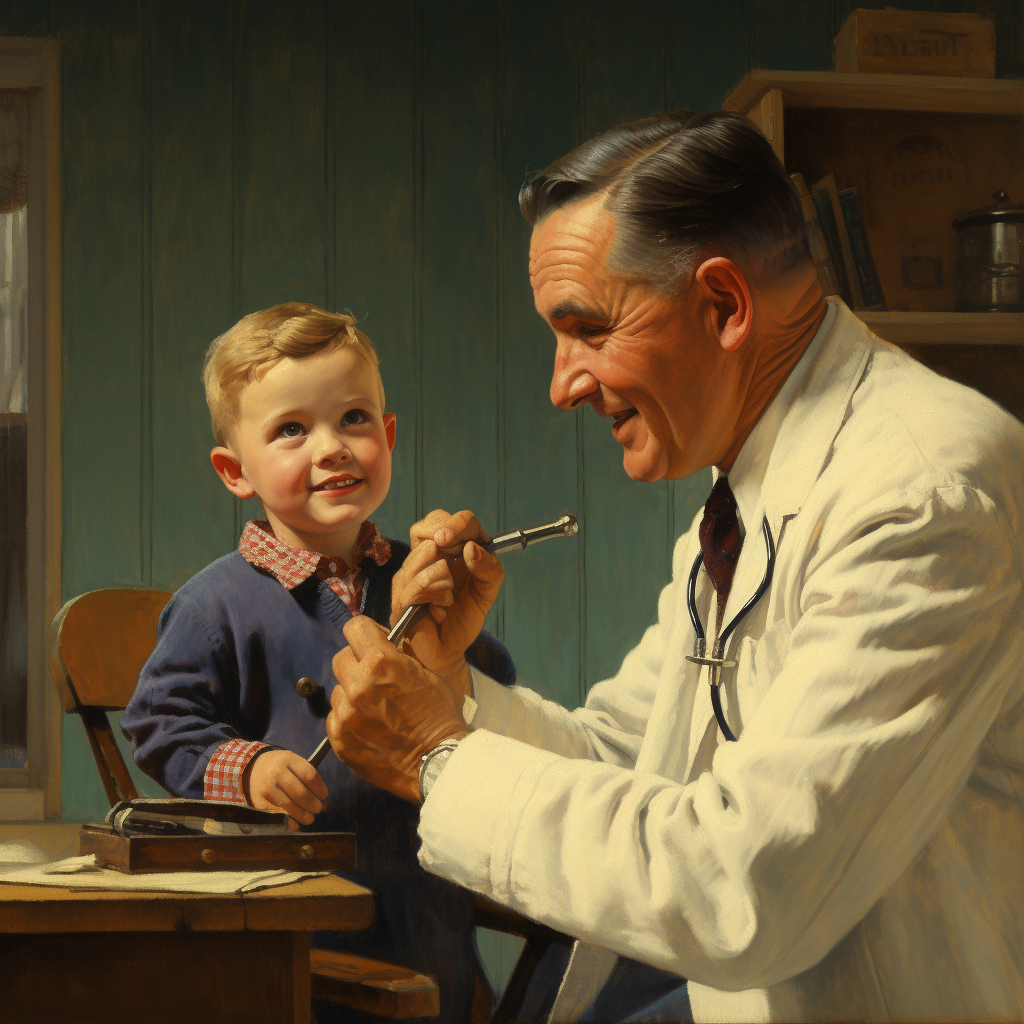 Doctor examining little patient