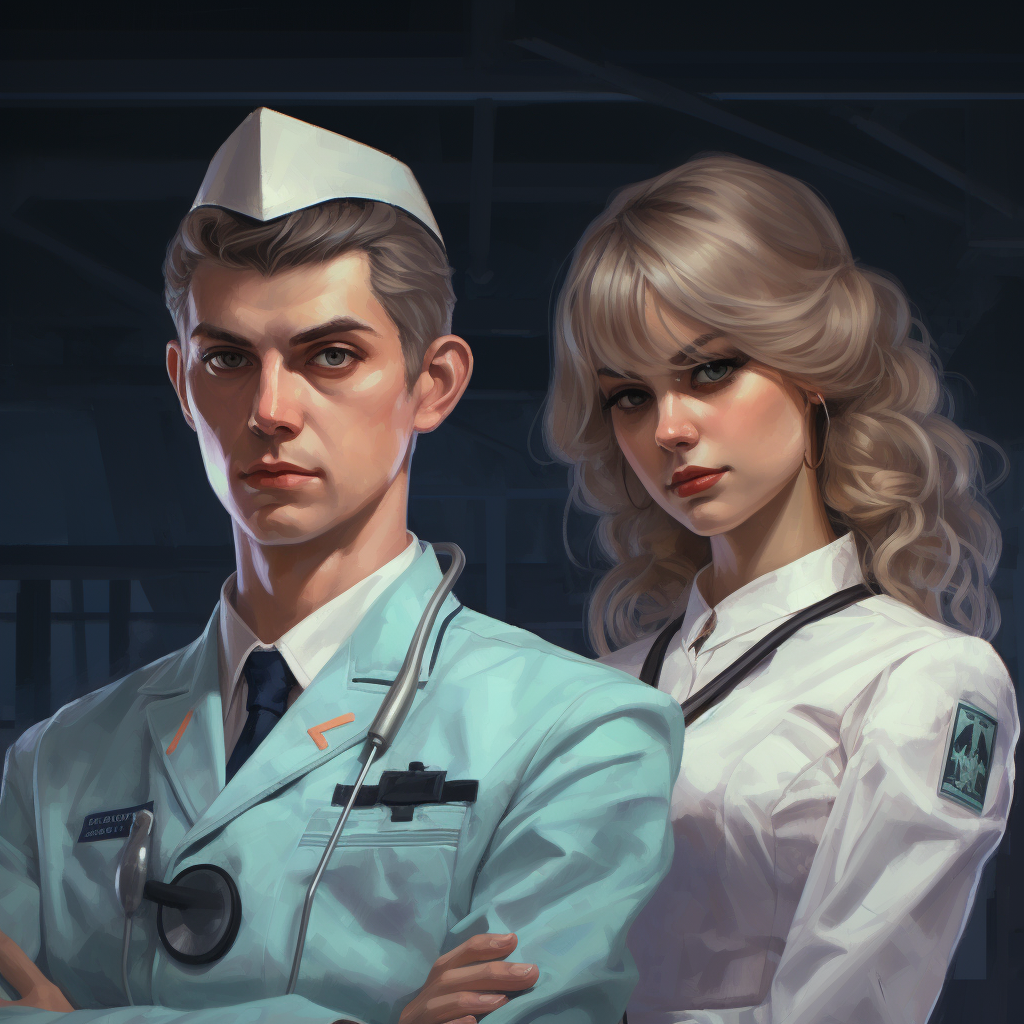 Doctor and Nurse with God and Cat Faces