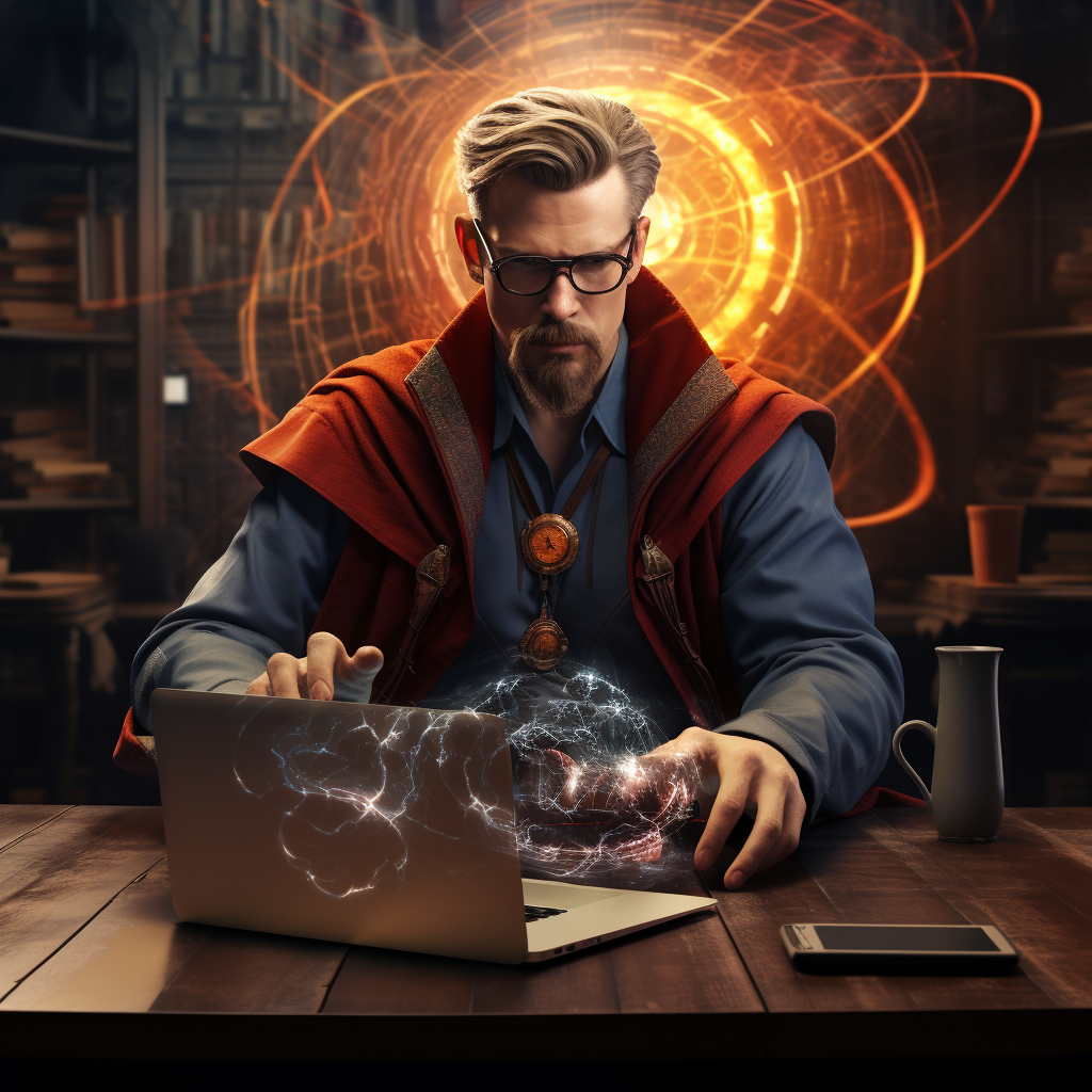 Doctor Strange Teacher with Laptop