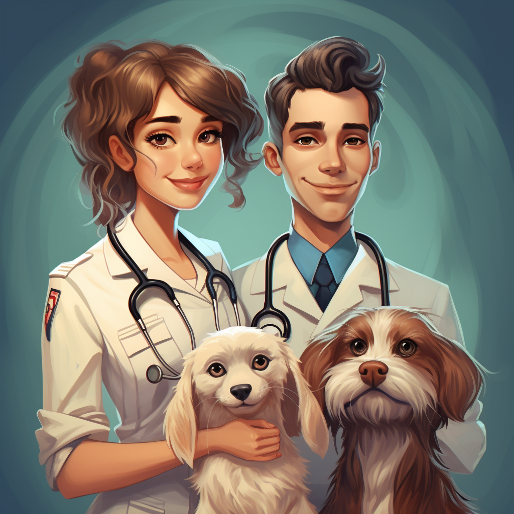 Dog-faced Doctor and Cat-faced Nurse in Uniform