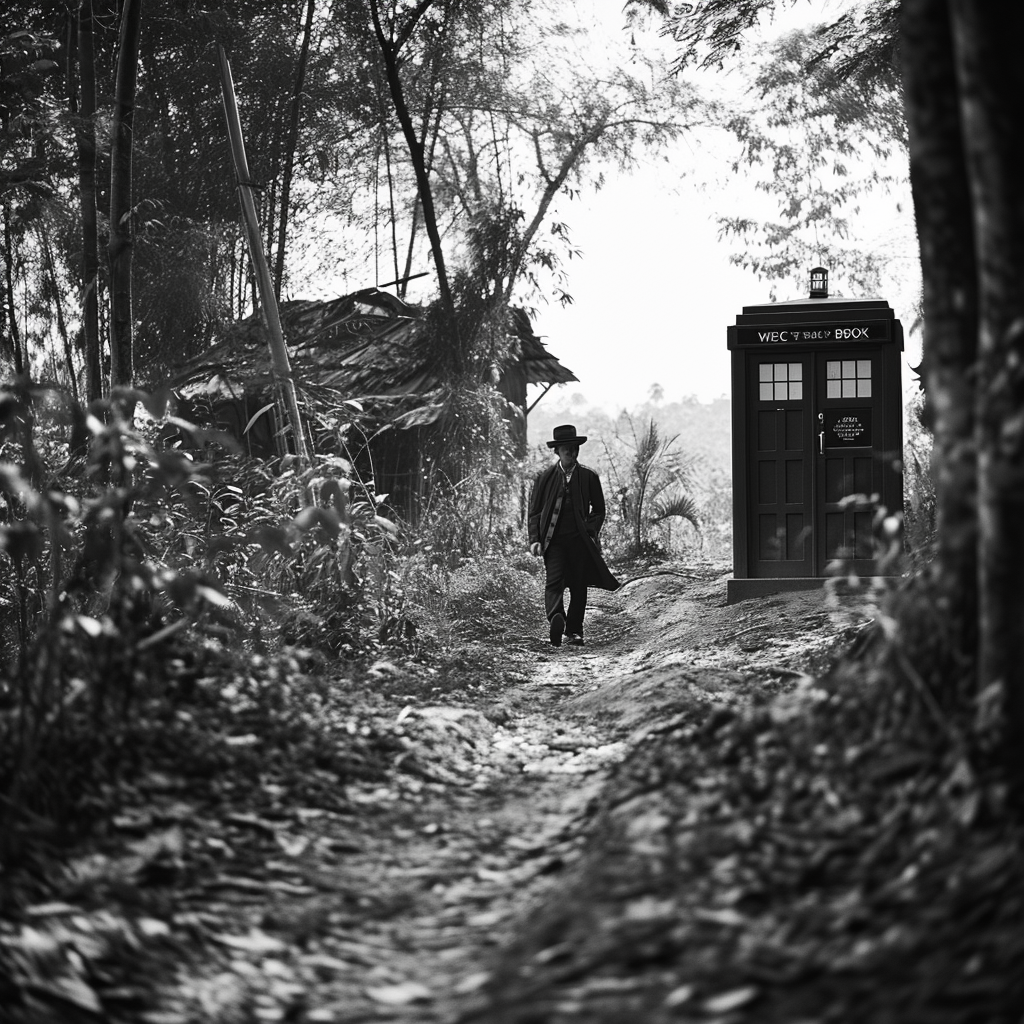 Doctor Who exploring Thai farming village in 1905