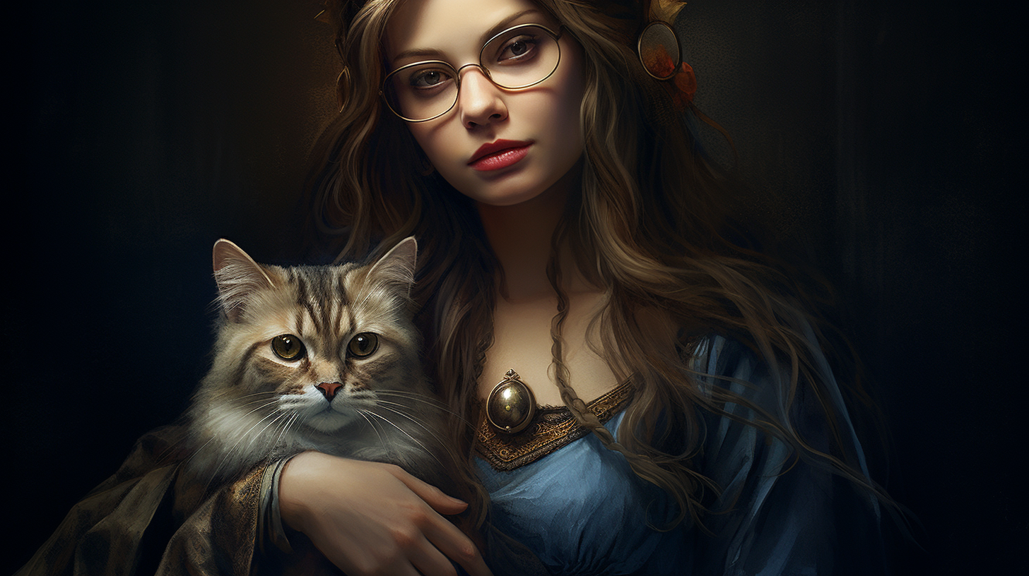 Fashionable doctor with adorable cat companion