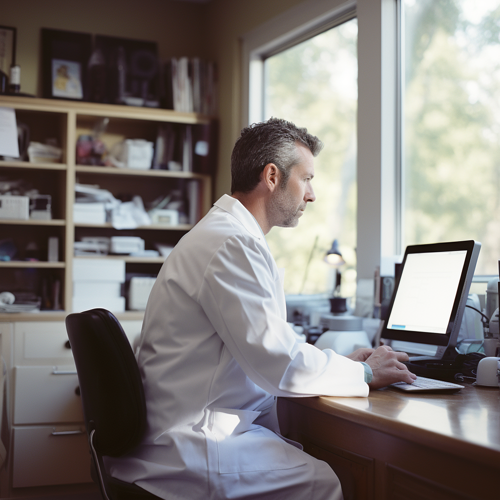 Doctor working at desk