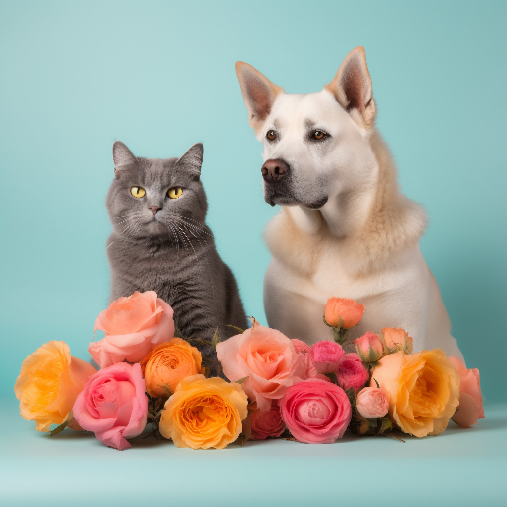 Dog and cat playing in cute daycare