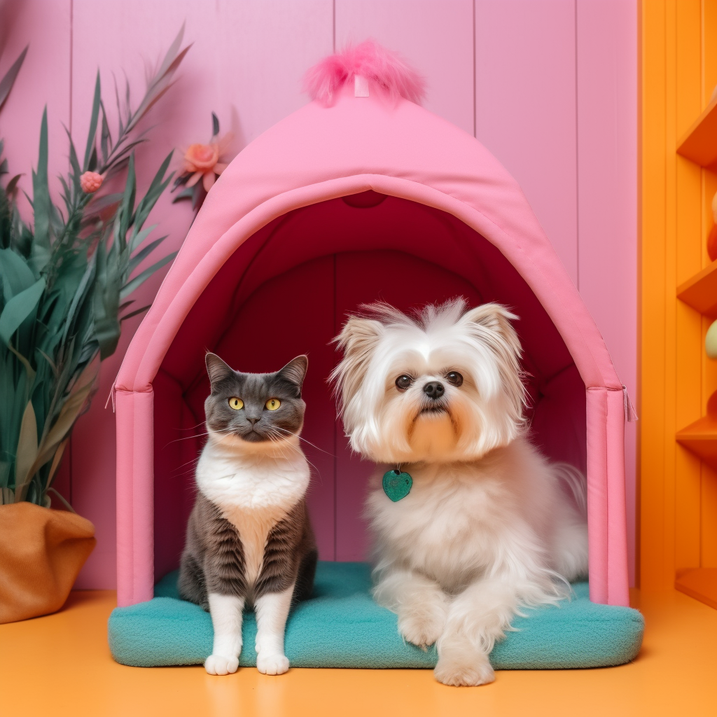 Cute dog and cat in daycare