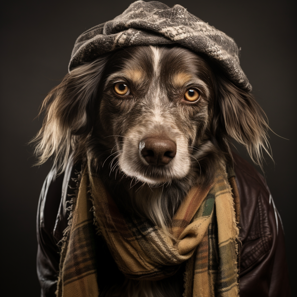 Cute dog dressed as a hobo