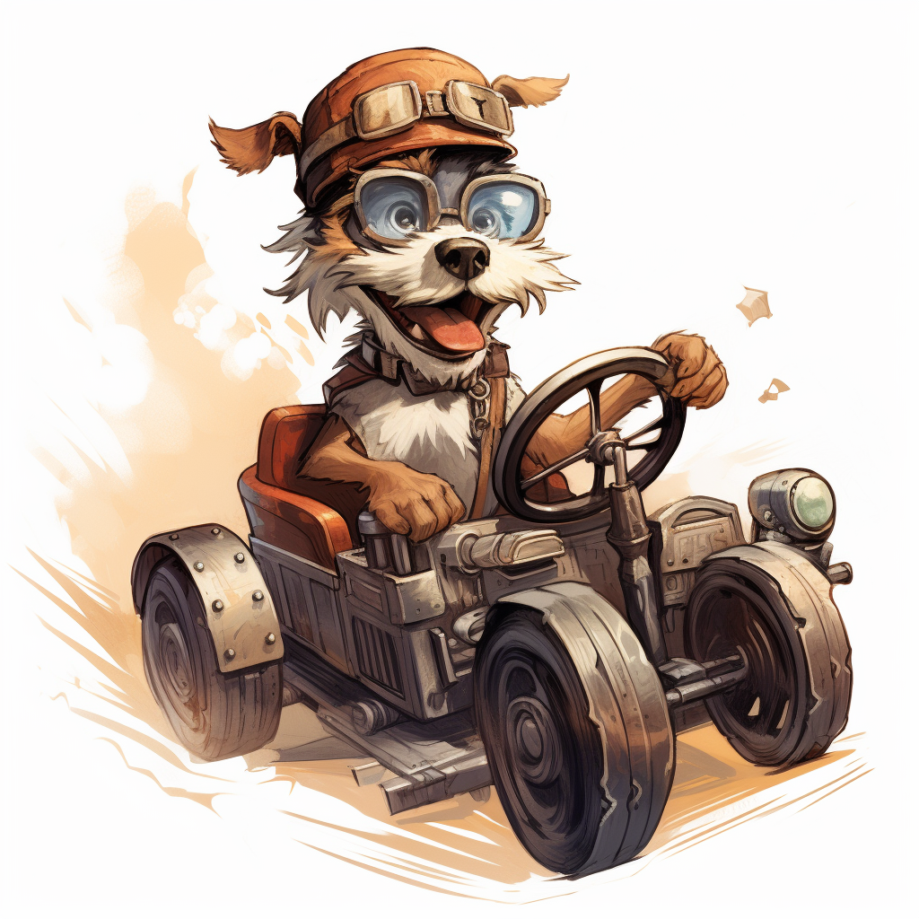 Dog driving a modern vehicle illustration