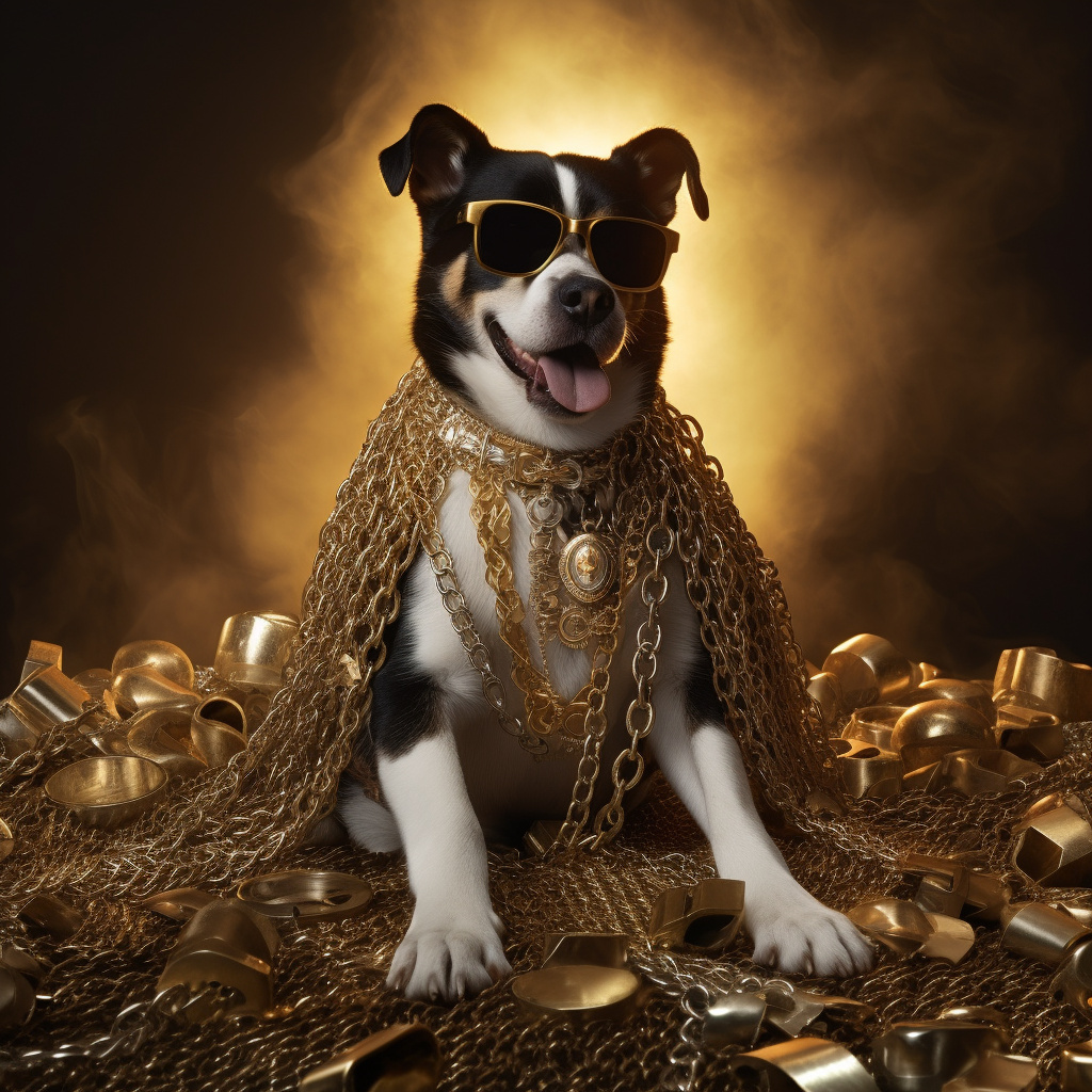 Dog with Elvis Presley Style and 3D Effect