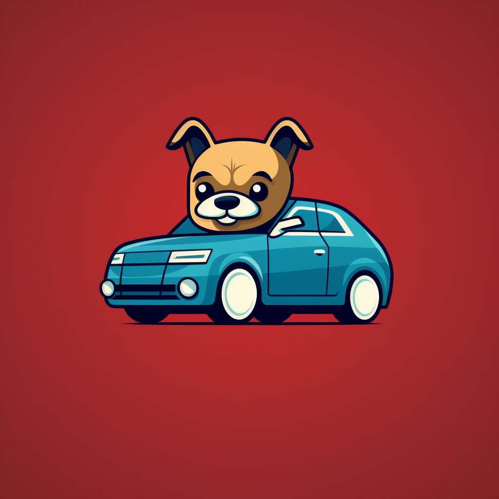 Simplistic logo featuring a dog and JDM car