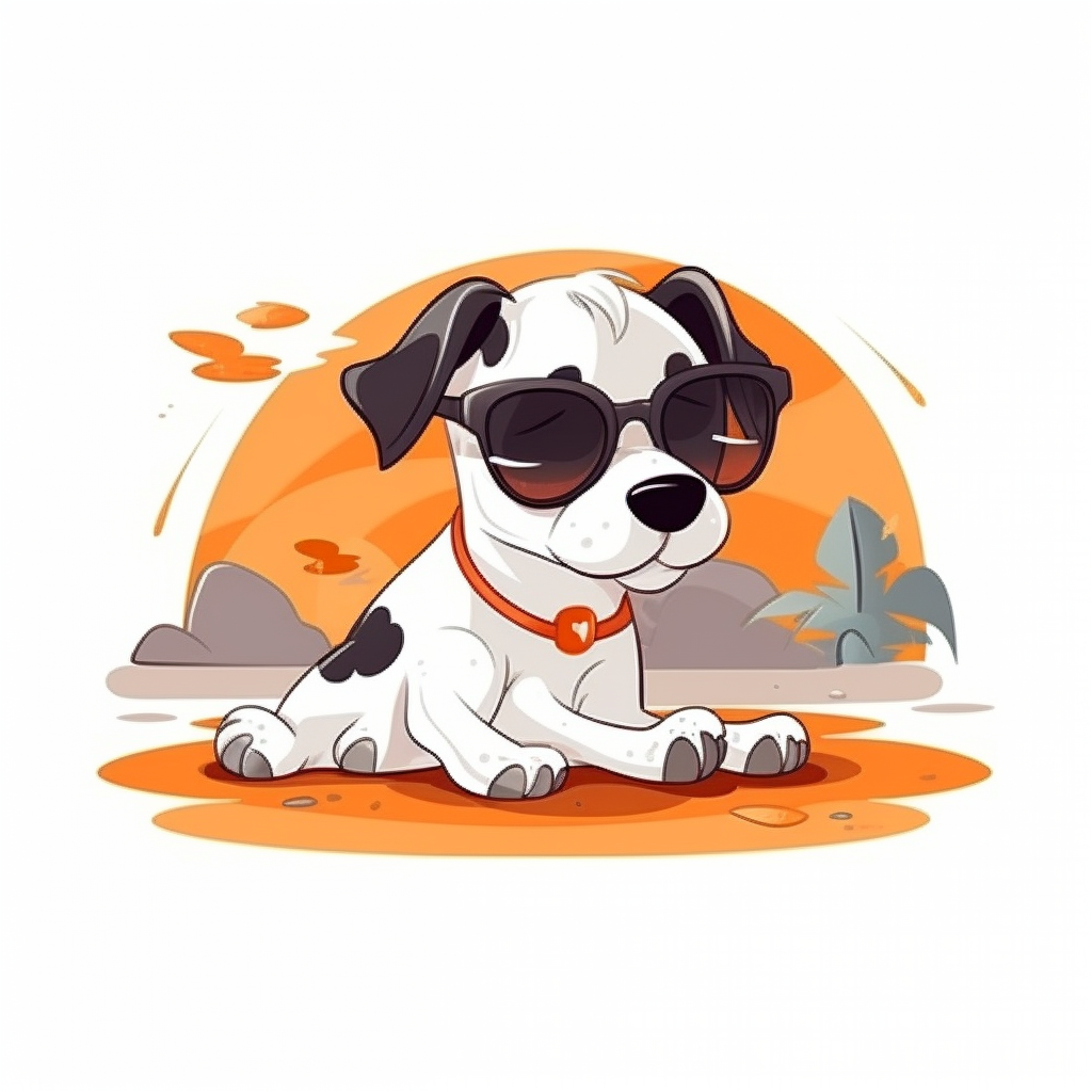 Dog in Sunglasses on Beach