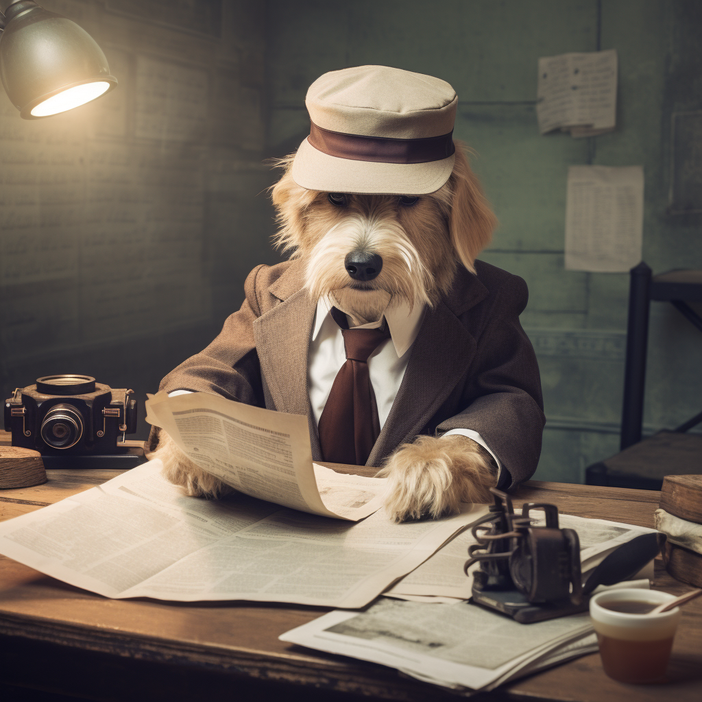 Dog Mascot Costume Adult at Vintage Desk