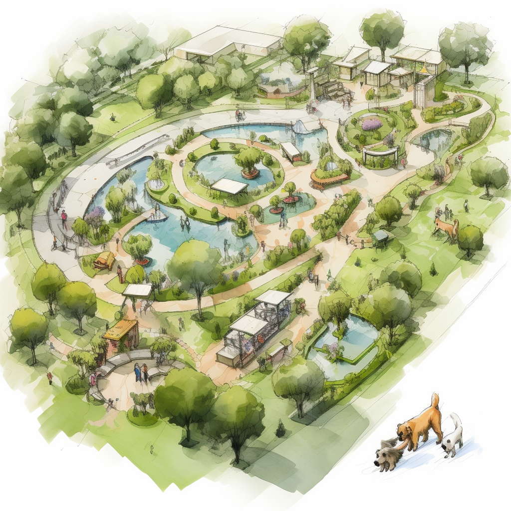 Healing dog park with green design