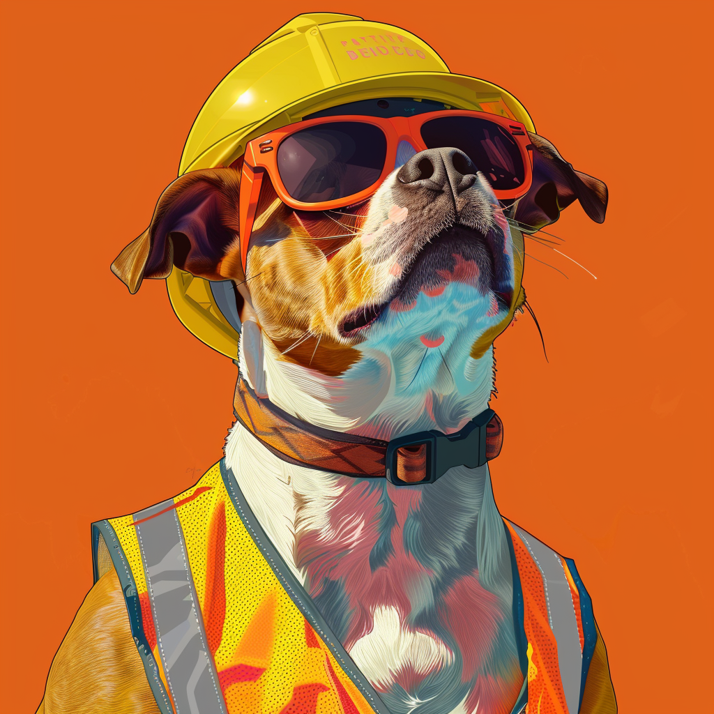 Dog in Sunglasses and Hardhat