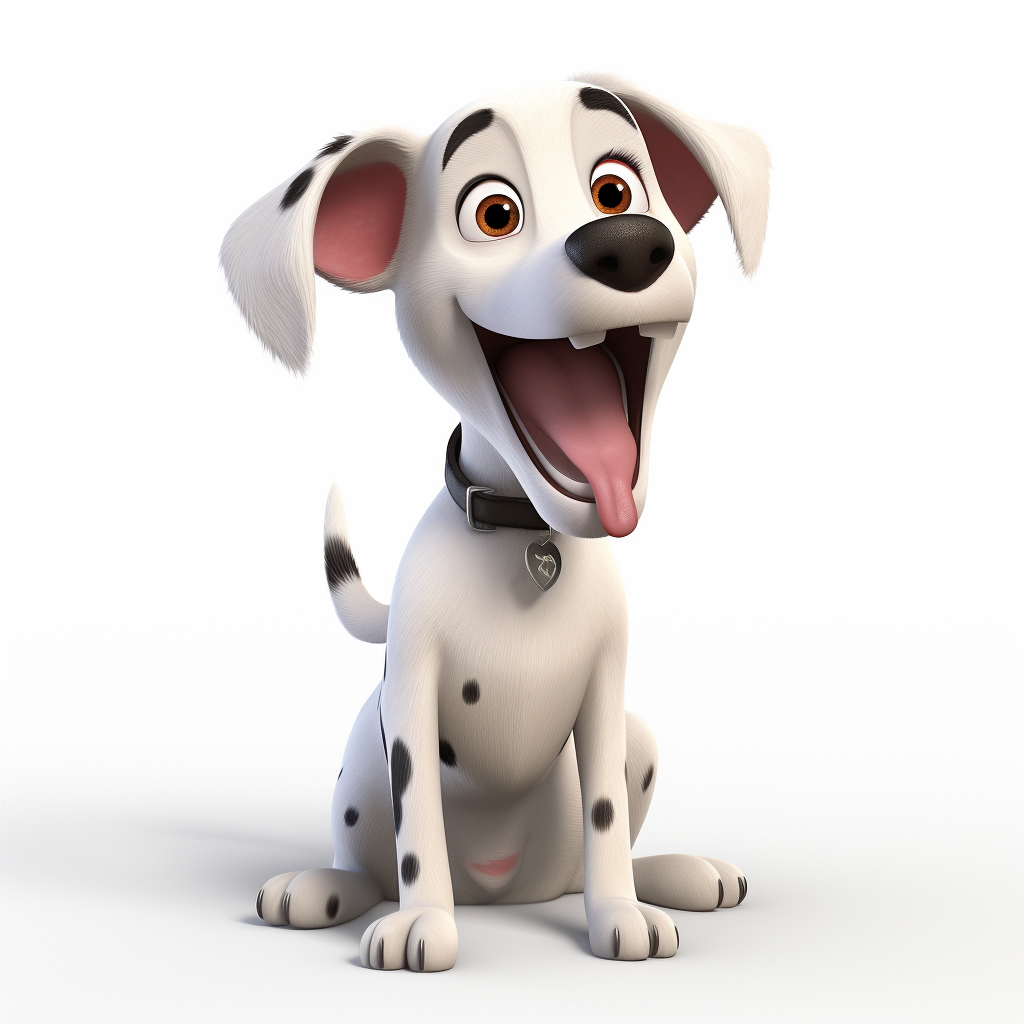 Adorable dog in Pixar-style animation