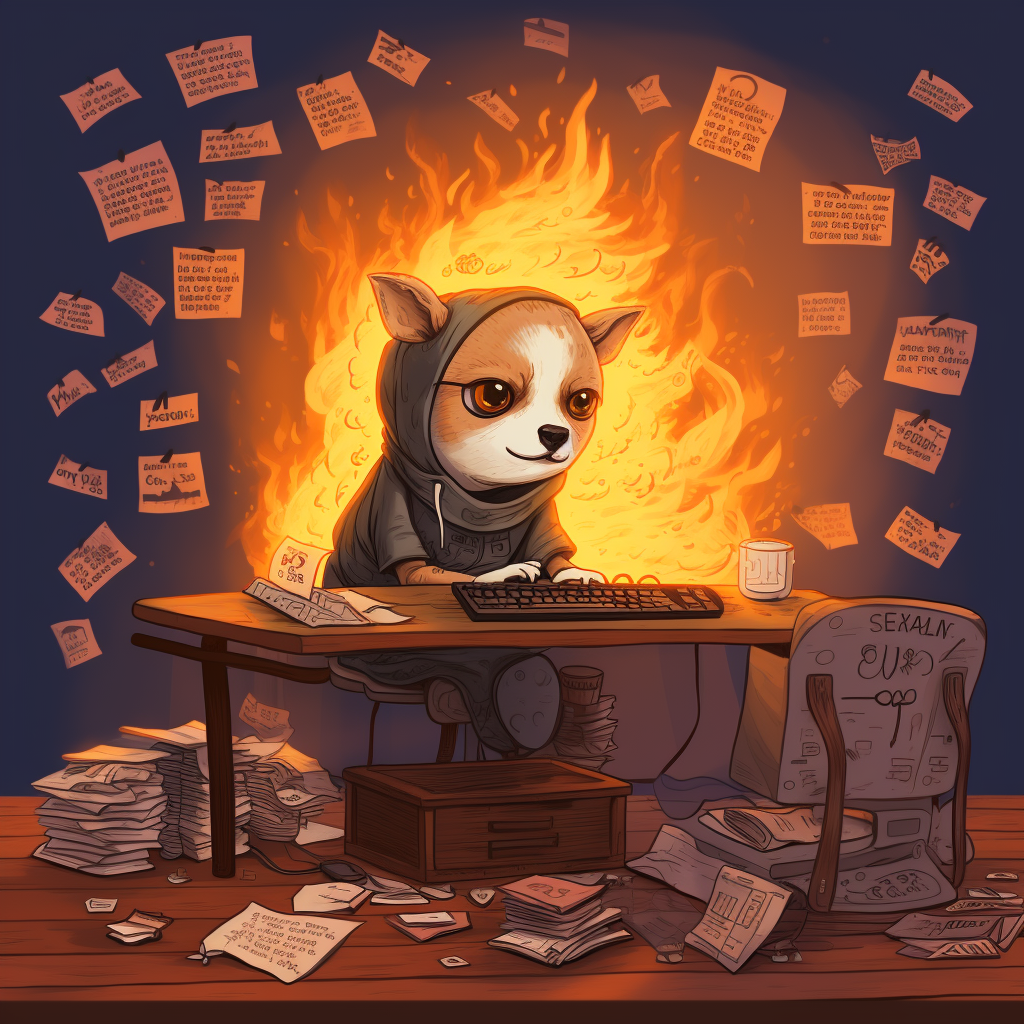 Cartoon dog programmer burn deadlines