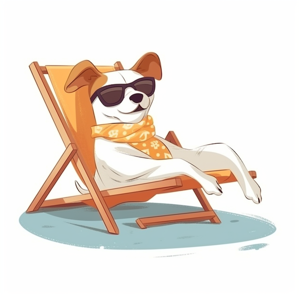 Dog wearing sunglasses sunbathing