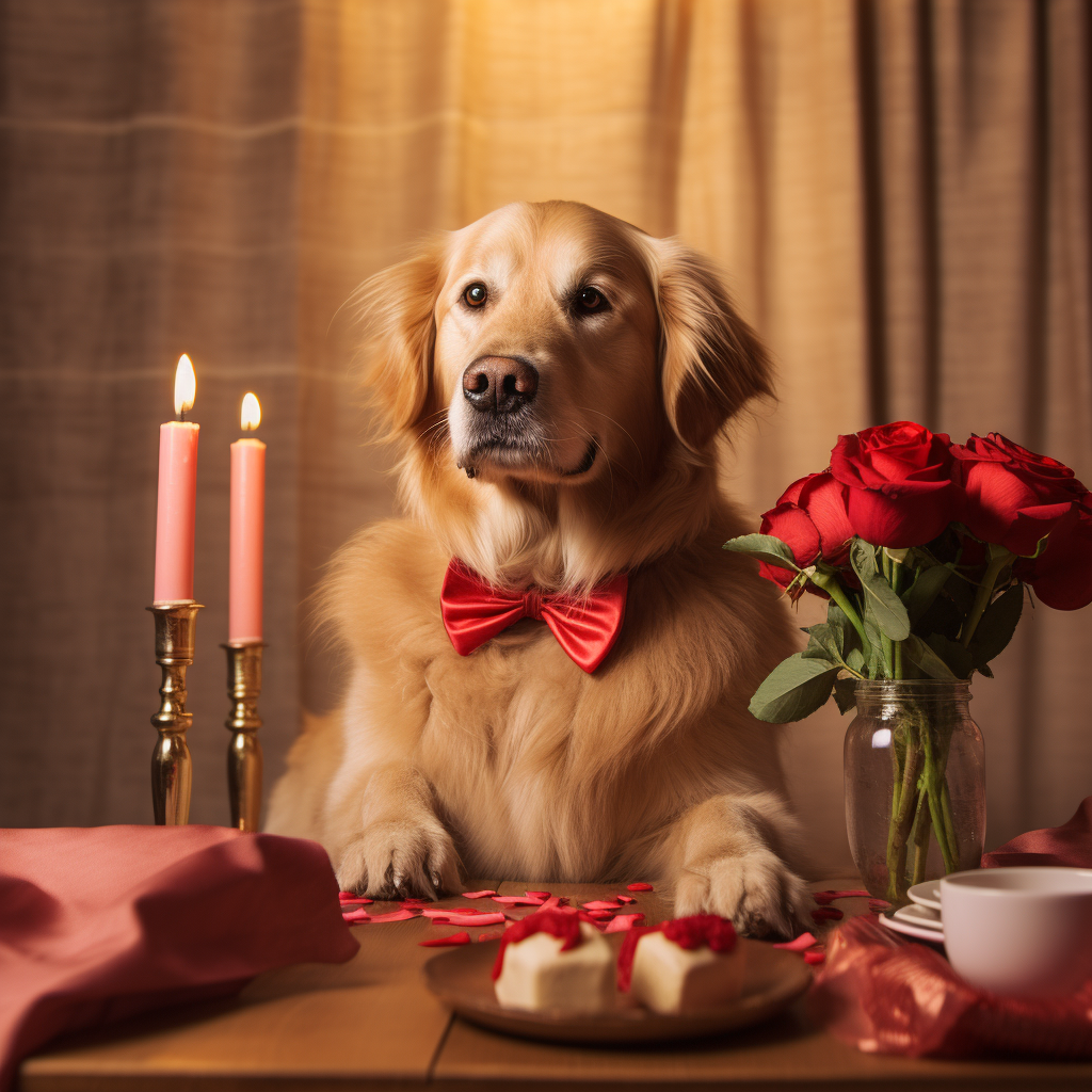 Cute dog celebrating Valentine's Day